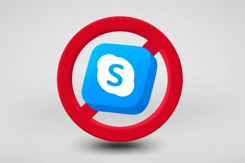Skype messenger ban concept. Vector 3d editorial illustration. TURKEY, FETH.. Stock-Illustration