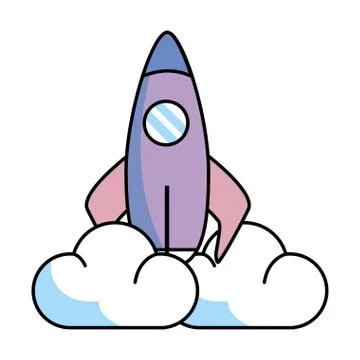 Skyrocket with clouds Stock Illustration
