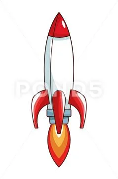 Skyrocket throwing fire through the back Stock Illustration