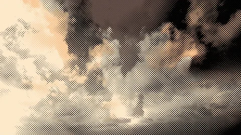 Skyscape stylized in a grid of dots, like a comic or manga animated. Stock Footage 150737899