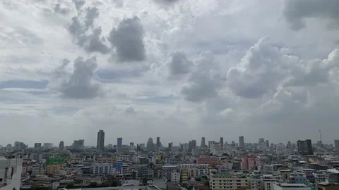 Skyscape time lapse of clouds over an urban skyline Stock Footage 140771736