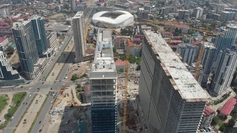 Skyscapers under construction in downtown of Batumi. House of Justice 스톡 동영상 120833074