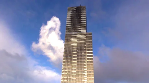 Skyscraper against blue sky in Cologne Stock Footage 37776253