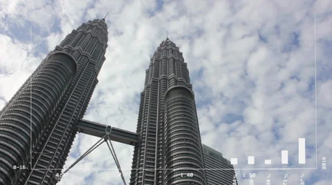Skyscraper and economic charts Stock Footage 32396074