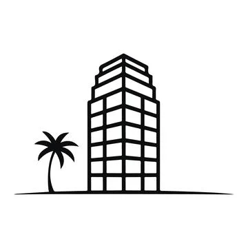 Skyscraper and Palm Tree Icon building architecture Illustrazione stock