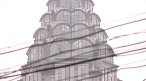Skyscraper and power lines Stock Footage 37693561