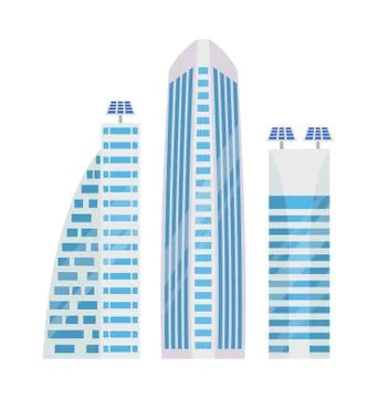 Skyscraper and Solar Batteries Vector Illustration Illustrazione stock