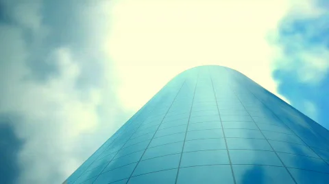 Skyscraper and Time Lapse clouds, seamlessly loopable 1080p Stock Footage 544244