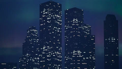 Skyscraper In The Aurora Borealis Stock Footage 273334382