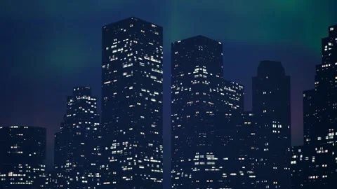Skyscraper In The Aurora Borealis Stock Footage 273334674