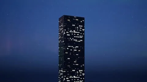Skyscraper In The Aurora Borealis Stock Photos