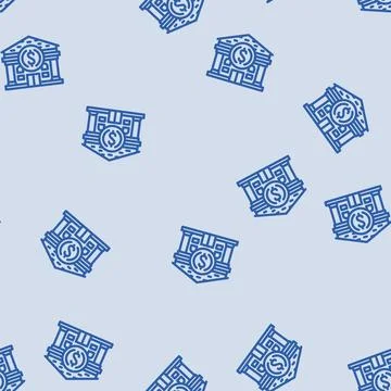 Skyscraper bank building line vector seamless pattern 스톡 일러스트