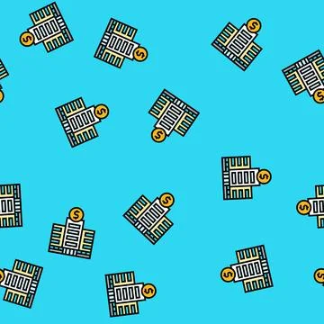 Skyscraper bank building vector seamless pattern Ilustración de archivo