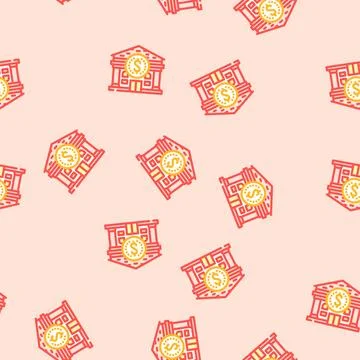 Skyscraper bank building vector seamless pattern 스톡 일러스트