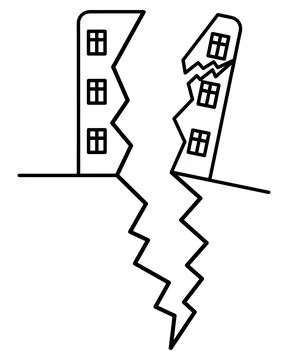 The skyscraper began to collapse and fall. Sketch. Stockillustratie
