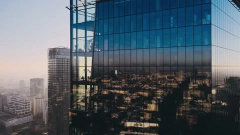 Skyscraper in the big city top view during the sunrise. Stock Footage 164150853