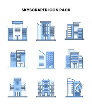 Skyscraper Blue Scalable Icons Pack Иллюстрация