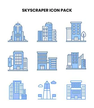 Skyscraper Blue Scalable Icons Pack イラスト素材
