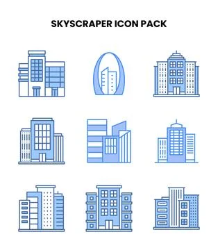Skyscraper Blue UI Icons Pack イラスト素材