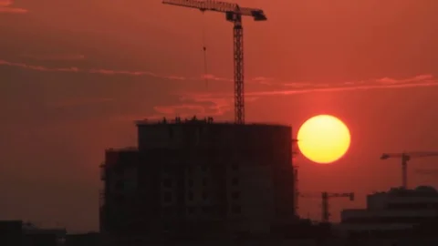 Skyscraper build in sunset Stock Footage 72985038
