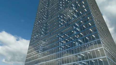 Skyscraper building against the cloudscape timelapse with blue sky seamless loop Видео 137613162