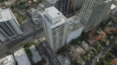 Skyscraper building city drone skyline traffic Stock Footage 86253399