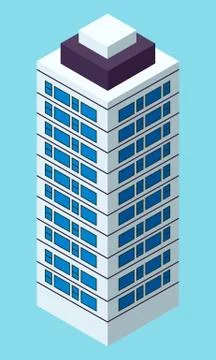 Skyscraper building in city space in flat style concept top view isolated Ilustración de archivo