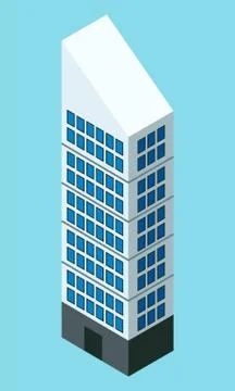 Skyscraper building in city space in flat style concept top view isolated Ilustración de archivo