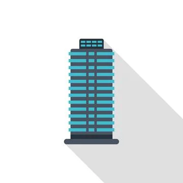 Skyscraper building creating long shadow, flat design illustration Ilustración de archivo