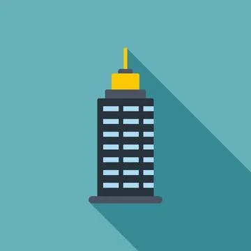 Skyscraper building flat design icon long shadow Ilustración de archivo