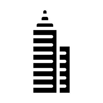 Skyscraper building glyph icon vector black illustration Ilustración de archivo
