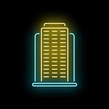 Skyscraper building icon creating neon glowing effect Иллюстрация