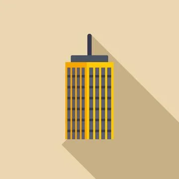 Skyscraper building icon with long shadow design Ilustración de archivo