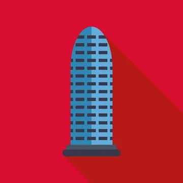 Skyscraper building icon with long shadow Ilustración de archivo
