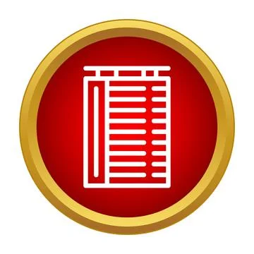 Skyscraper building icon on a red background with a golden border Stock Illustration