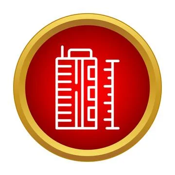 Skyscraper building measuring height icon in a red circle Ilustración de archivo