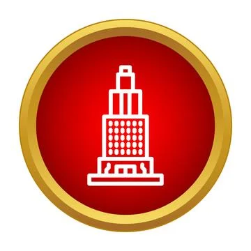 Skyscraper building outline icon in a red circle Ilustración de archivo