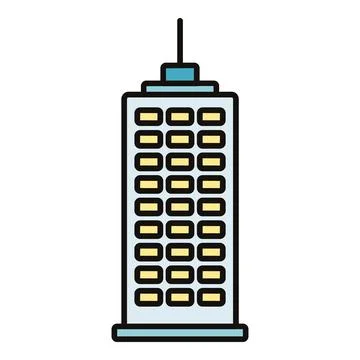 Skyscraper building outline icon representing city architecture Иллюстрация