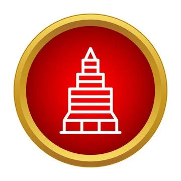 Skyscraper building structure outline icon in red circle Ilustração Stock