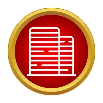 Skyscraper building structure in a red circle icon Ilustración de archivo