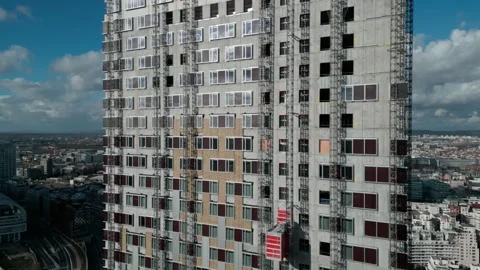 Skyscraper building under construction, La Defense, Paris town center, Stock Footage 268784031