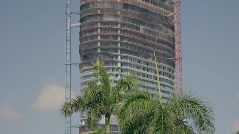 Skyscraper building under construction in Miami Beach FL Stock Footage 256520699