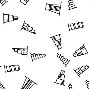 Skyscraper Building Vector Seamless Pattern Stock Illustration