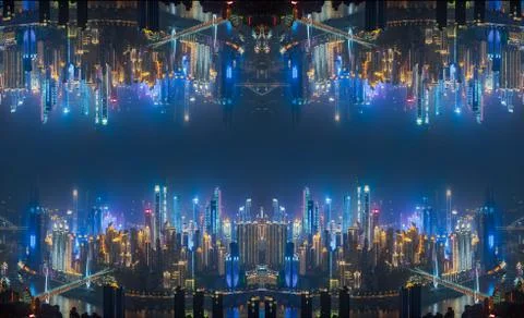 Skyscraper buildings upside down reflection Stock-Fotos