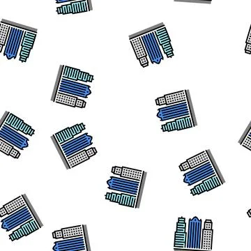 Skyscraper business center building vector seamless pattern Stock Illustration
