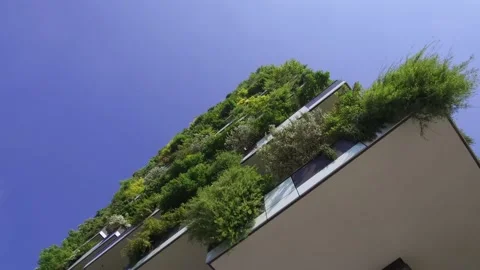 Skyscraper called Vertical Forest in Milan Stock Footage 143996309