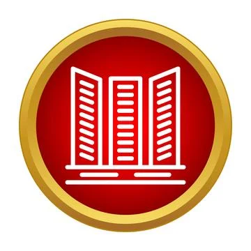 Skyscraper city building icon in red circle Stock Illustration