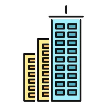 Skyscraper city buildings flat line icon concept Stock Illustration