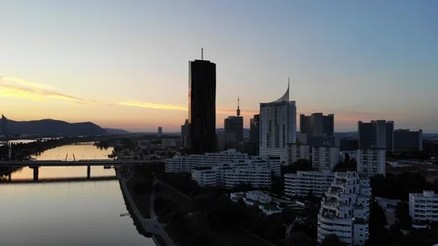 Skyscraper city at sunset Stock Footage 116713242