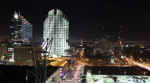 Skyscraper City Trailing Lights at Night Video stock 41534620
